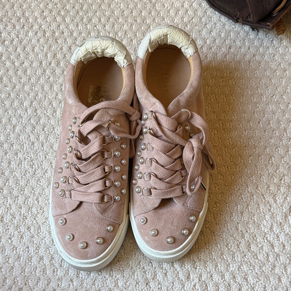 Joie Blush Suede Sneakers with Silver Studs